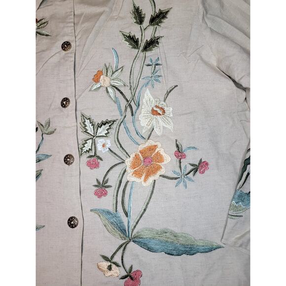 Tapestry Patch Women’s XXL Tan Floral Vintage Jacket Blazer Shoulder Pads Boho - Picture 5 of 15